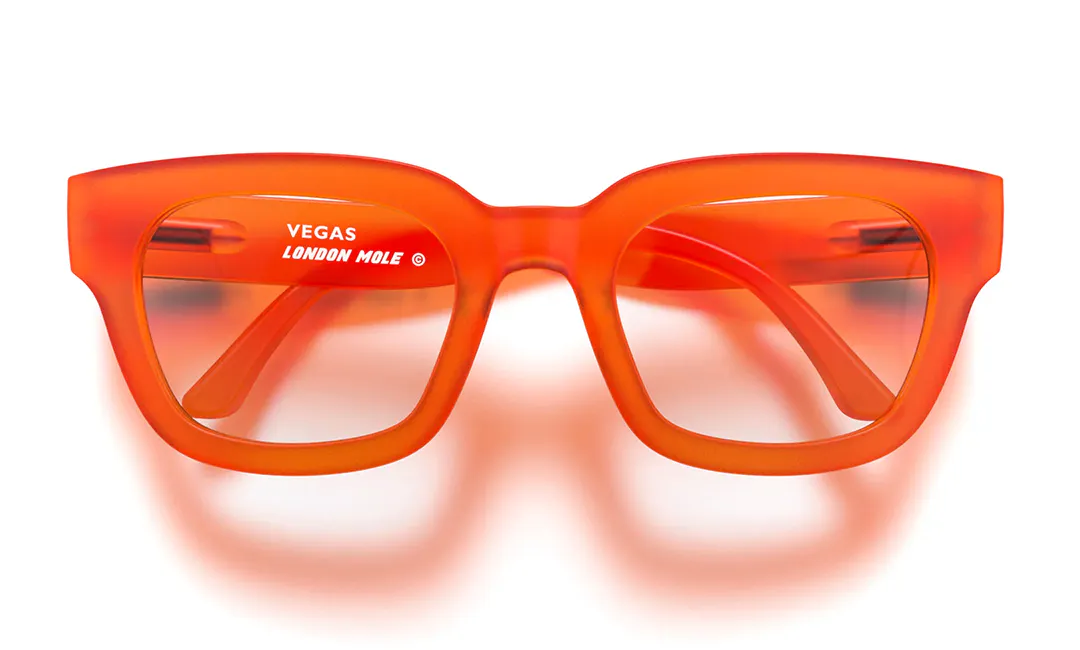 London Mole Vegas Reading Glasses In Rubberised Fluorescent Transparent Orange, £19.99