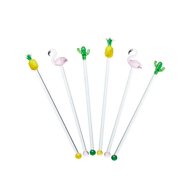 Dunelm Novelty Tropical Glass Cocktail Stirrers, £12