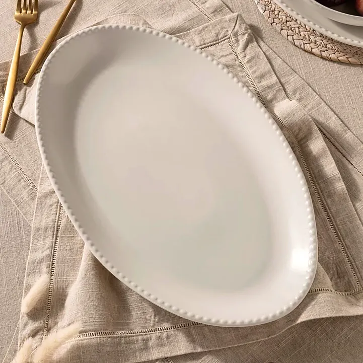 Asda Stacey Solomon, White Beaded Oval Platter, £10