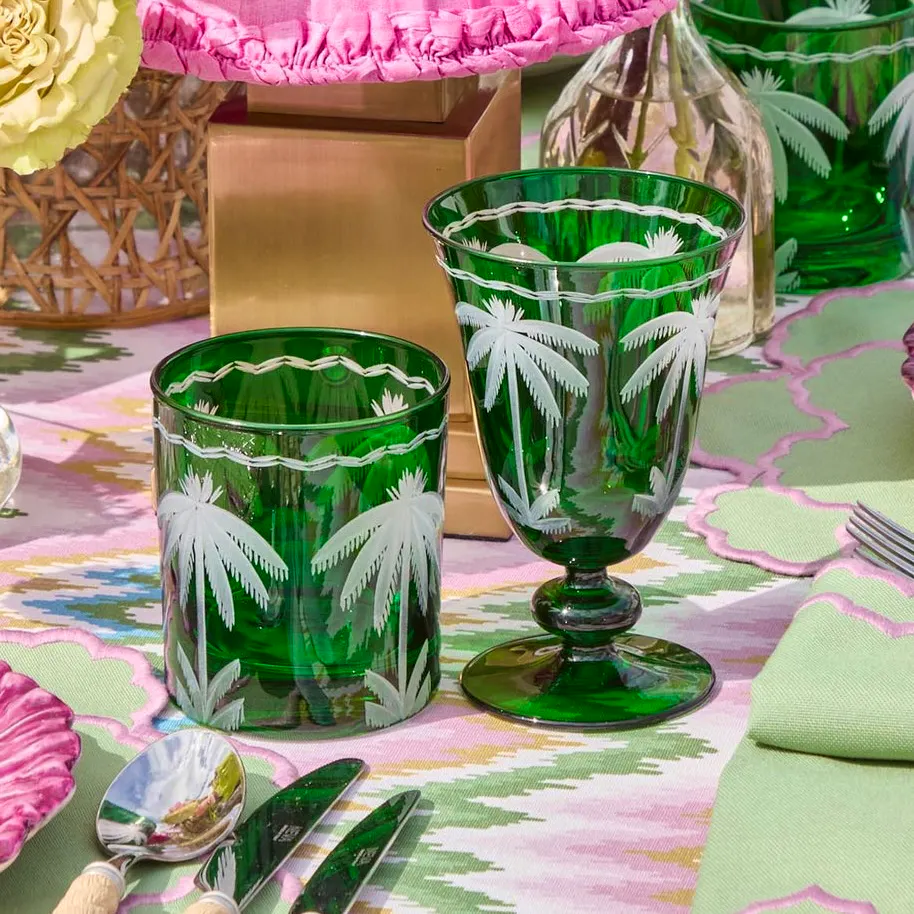 Mrs Alice Emeral Palm Tree Wine Glasses, Set Of Four, £102
