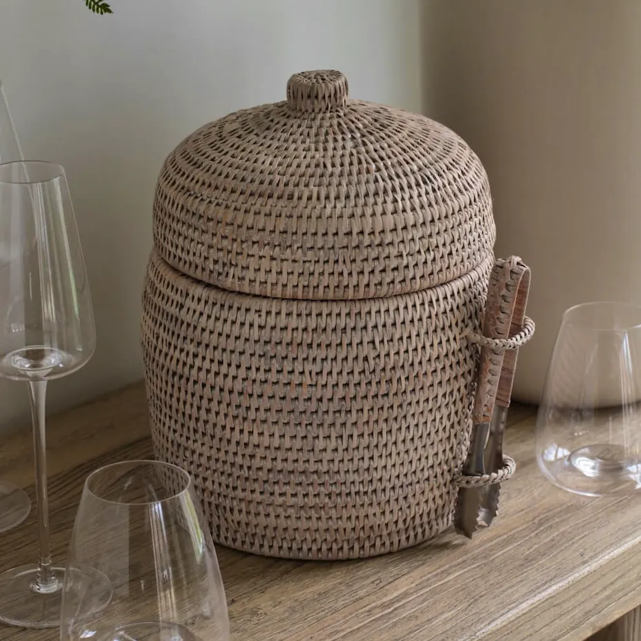 Layered Lounge Minto White Rattan Ice Bucket, £66