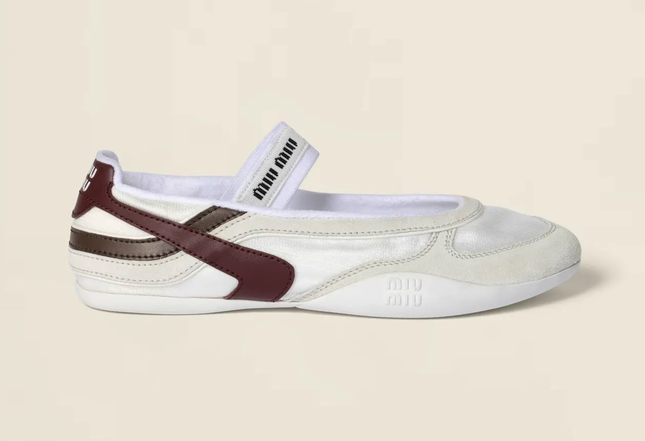Miu Miu Gymnasium Technical Fabric and Suede Ballerinas, £740