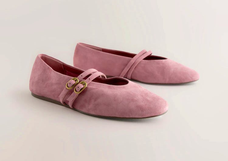 Next Pink Suede Standard Fit Forever Comfort® Leather Round Toe Mary Jane Shoes, £42