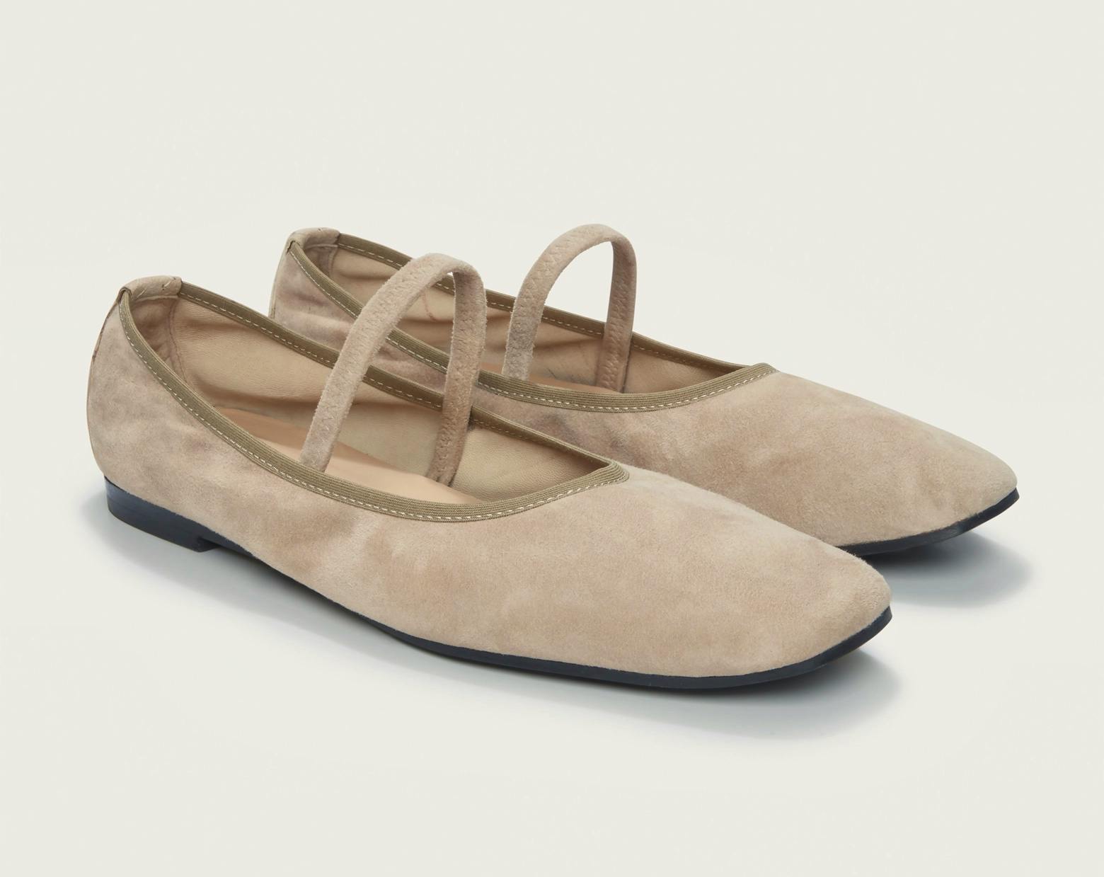 The White Company Mary Jane Square Toe Soft Suede Ballerina Flats, £130