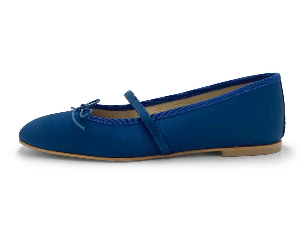 Ballerette TT Go Green Collection Blue Satin Mary Jane Ballet Flats, Now £132 (Were £!65)