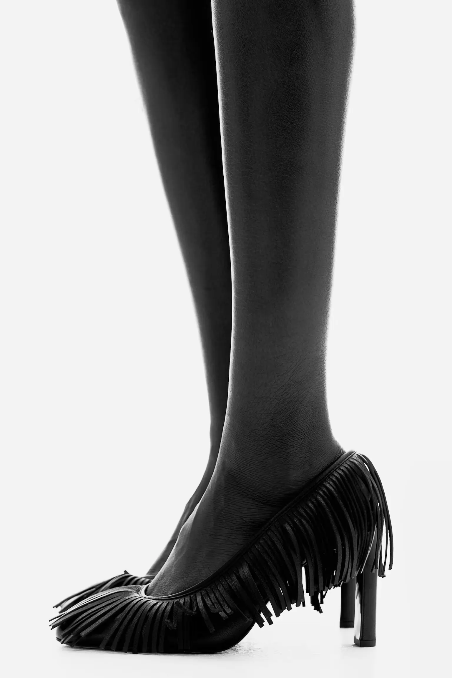 H&M Fringed Leather Slingback Court Shoes, £84.99