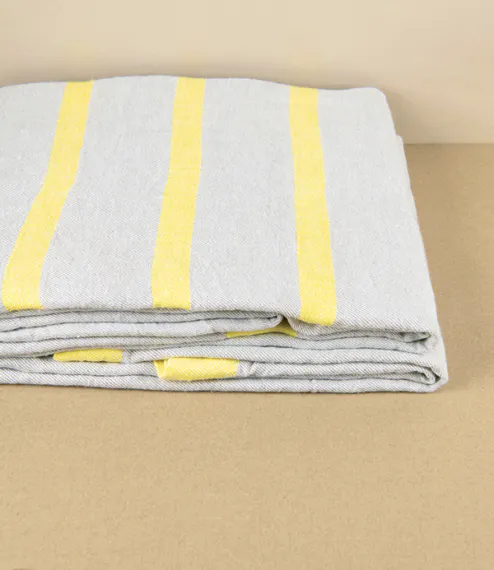 Objects of Use Finnish Linen Table Cloth Natural, Yellow Stripe, £139