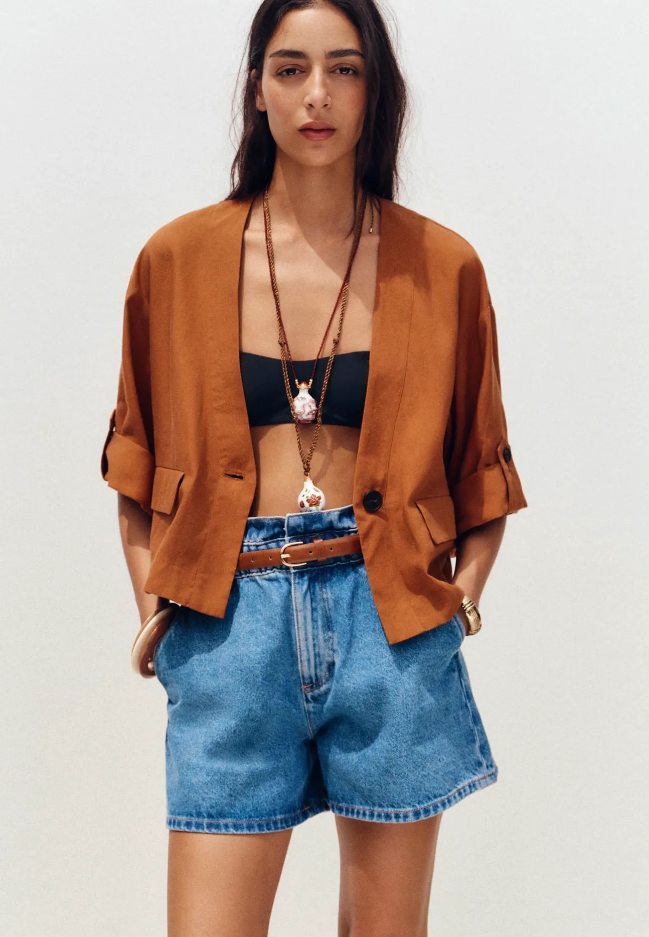 Zara Denim Paperbag Shorts, £25.99