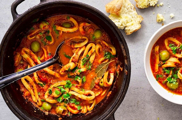 Slow-cooked Squid With Olives And Tomatoes Copy