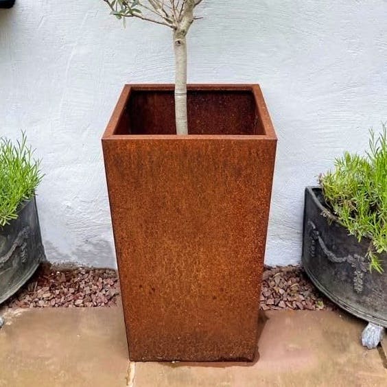 Amazon Tall Square Rusty Planter, £125