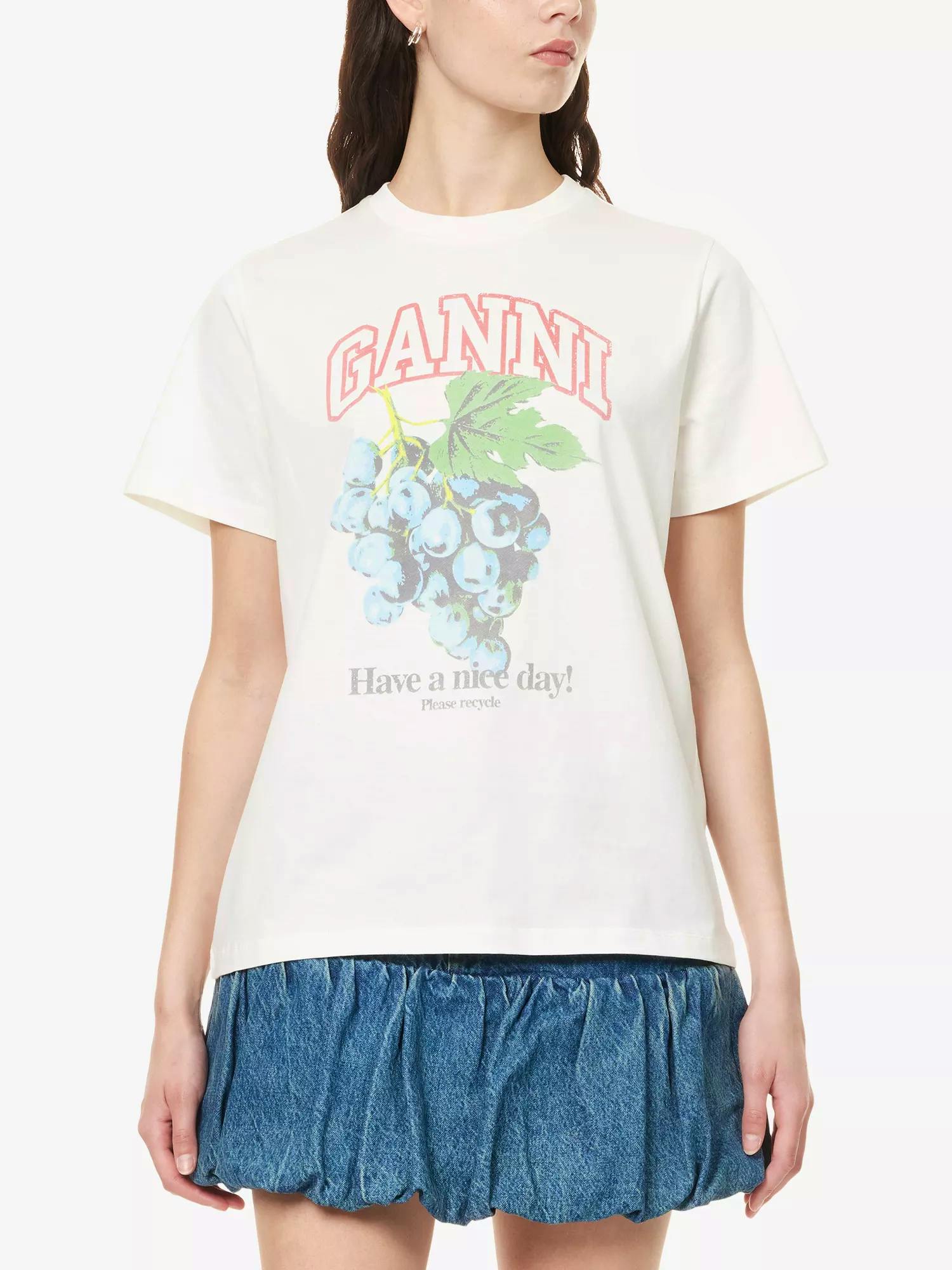 Ganni Regular-Fit Logo-Print Cotton-Jersey T-shirt, £115