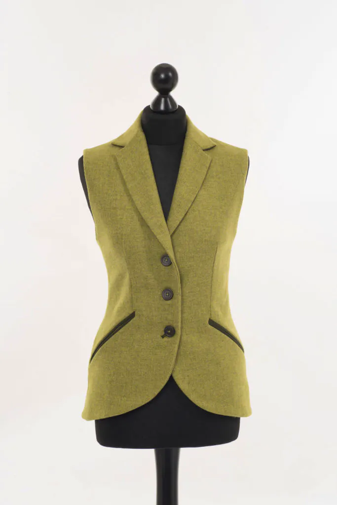 Lucan Fashion Foxford Gilet Waistcoat – Chartreuse Tweed, £295