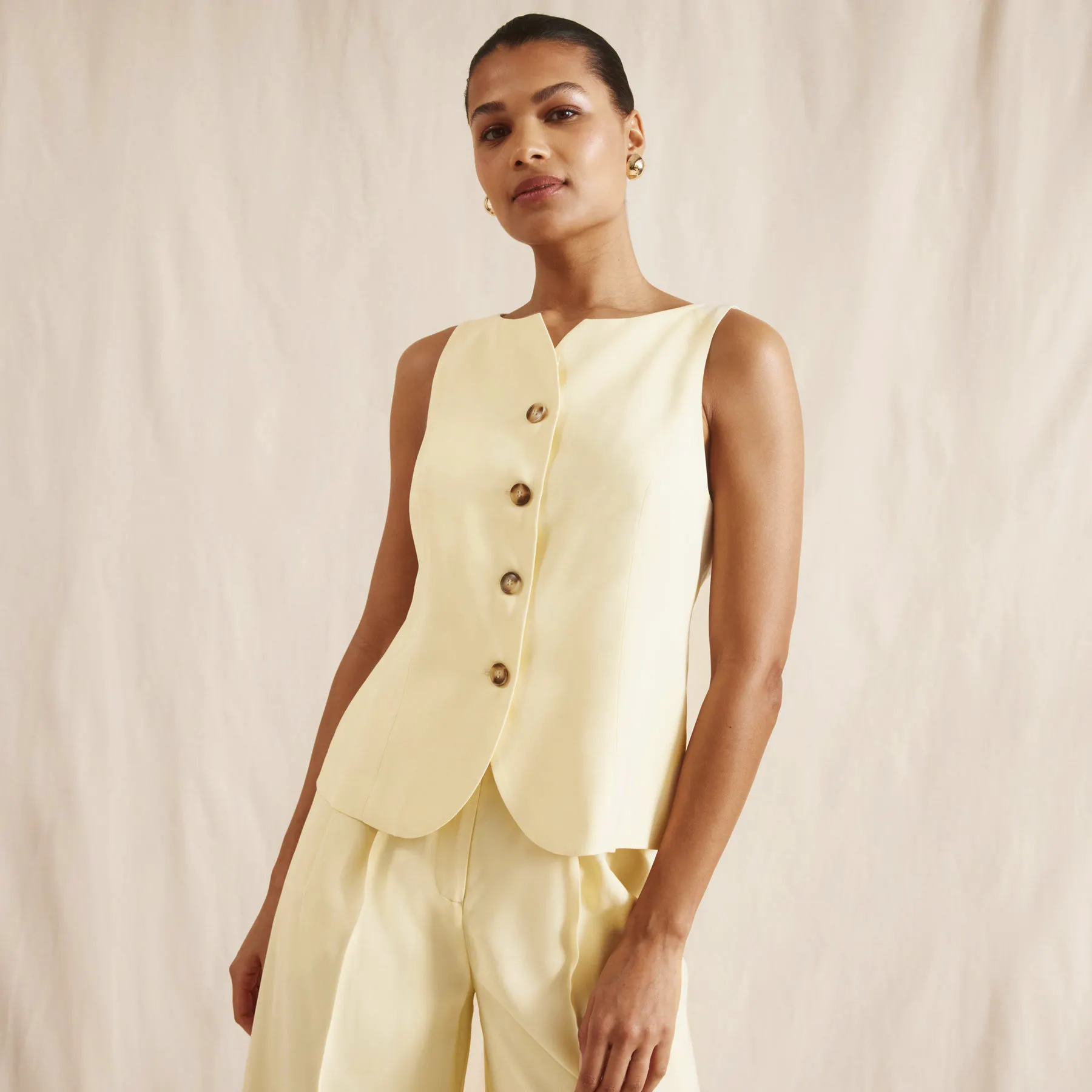 Albaray Soft Yellow Tailored Waistcoat, £75
