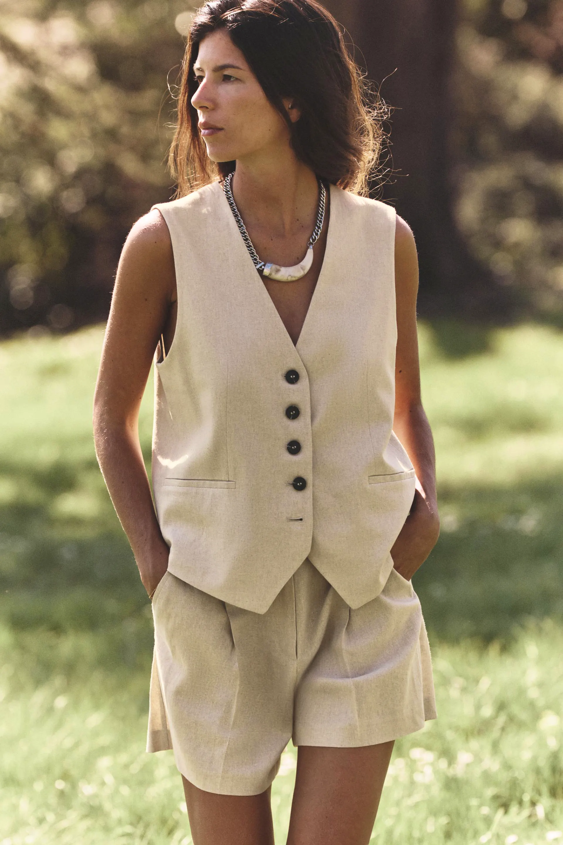 Zara Linen Blend Tailored Waistcoat, £29.99