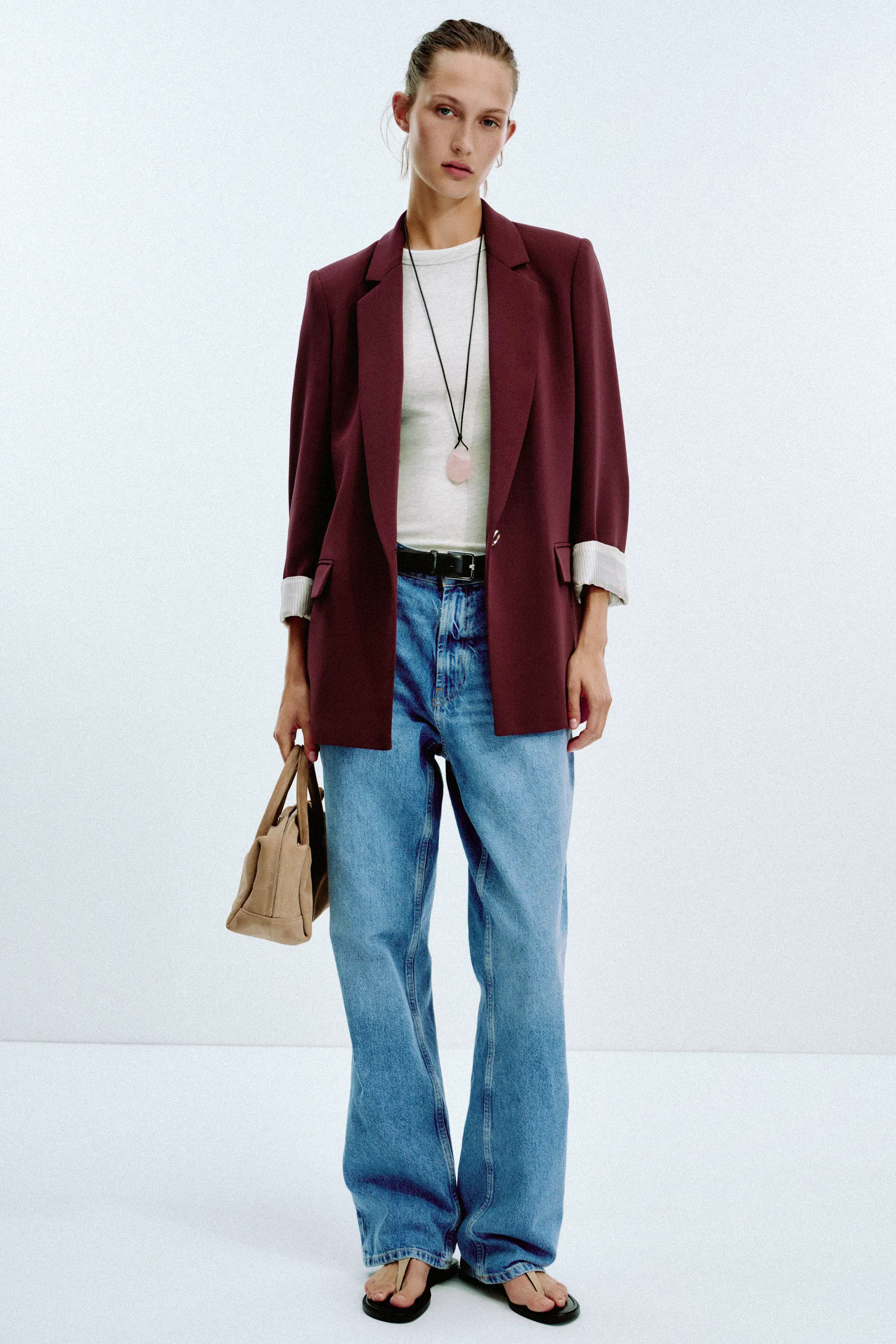 Zara Printed Cuff Blazer, £49.99