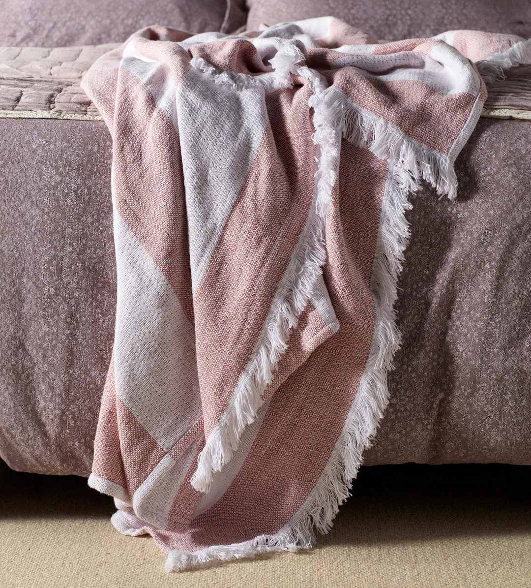 The Secret Linen Store Ash Rose Sofia 100% Cotton Blanket, £83.30 (Was £119)