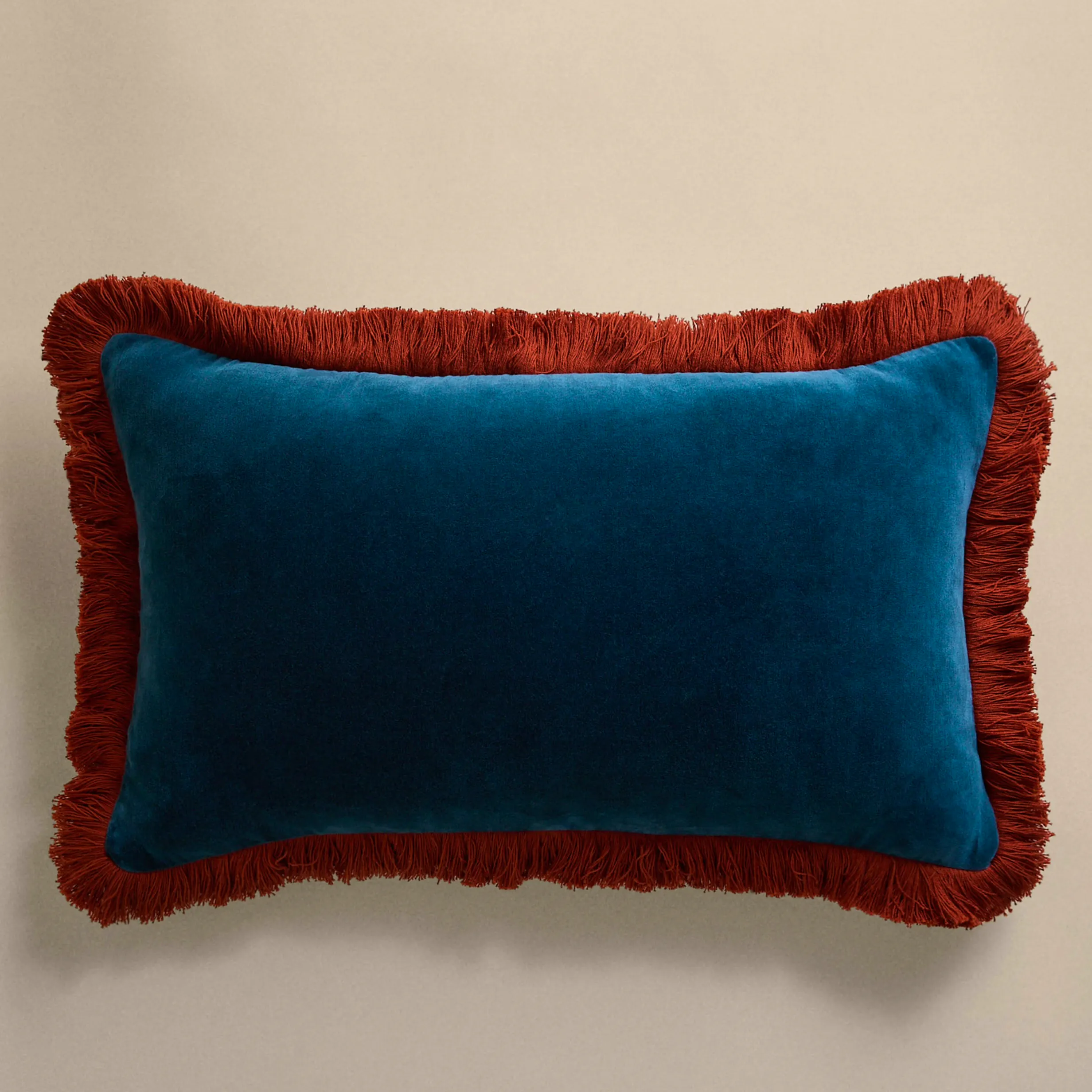 Pure Cotton Velvet Fringe Bolster Cushion £19.50