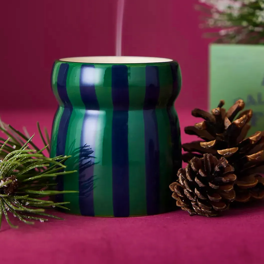 Paddywax Balsam Fir Striped Ceramic Candle £20