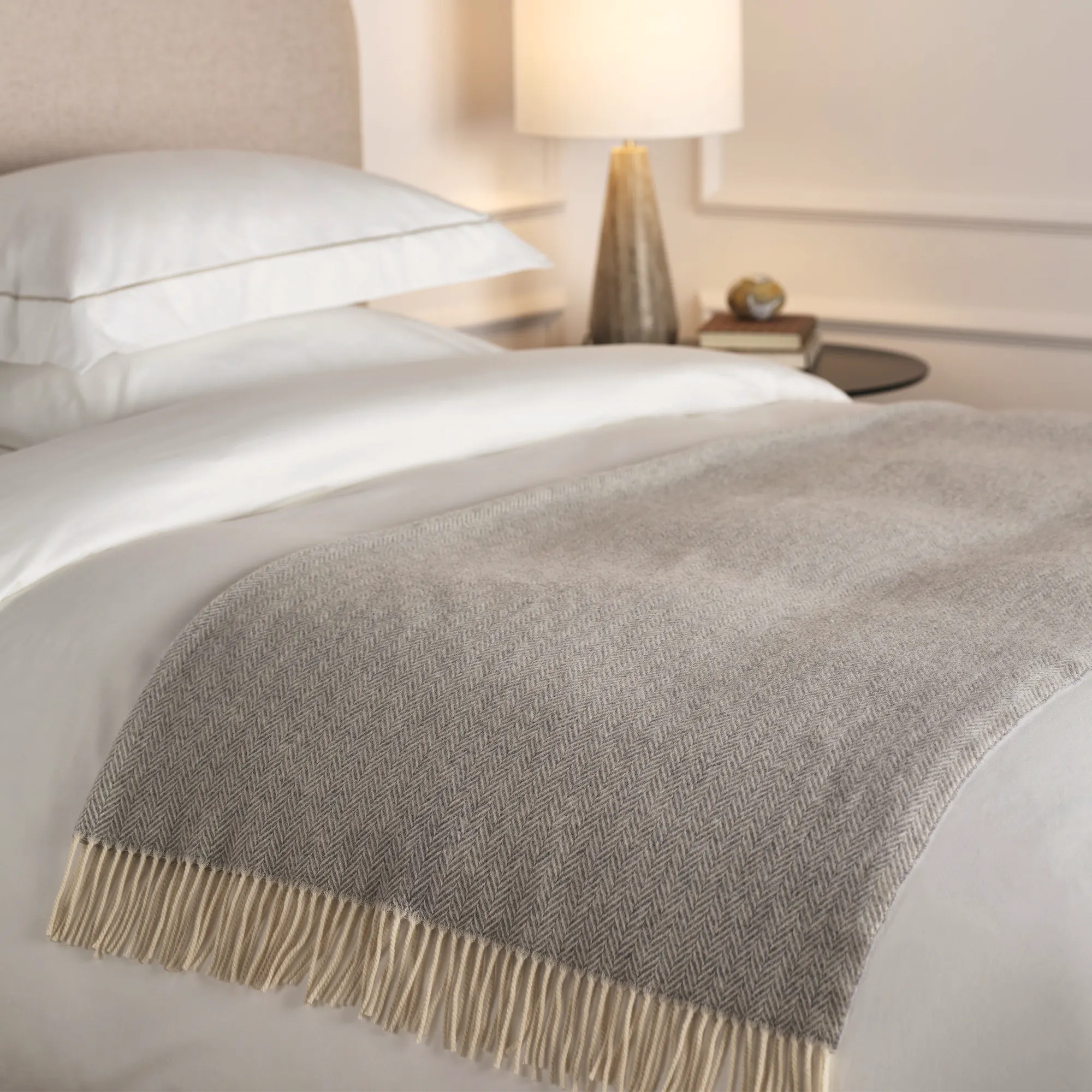 Luxury Wool Cashmere Herringbone Throw £195