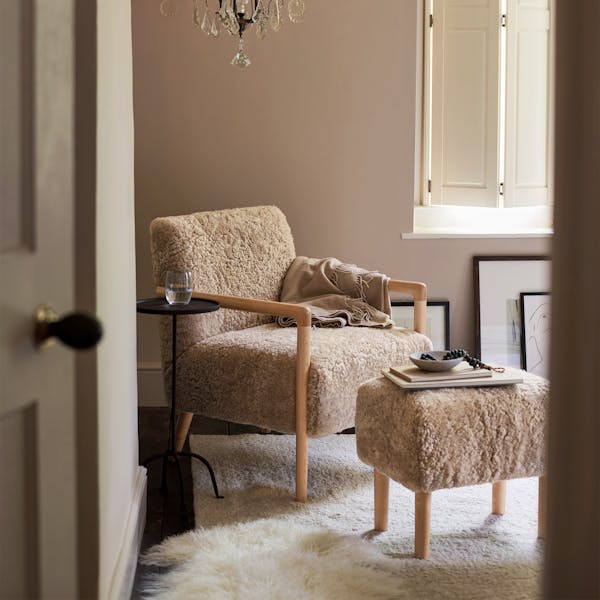 Sheepskin Chair And Footstool Set