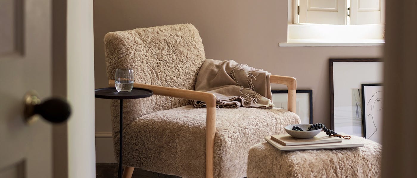 Sheepskin Chair And Footstool Set