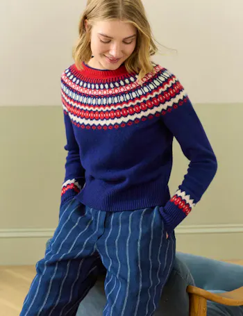 Brora - Supersoft Lambswool Fair Isle Yoke Jumper, £245, Now £115