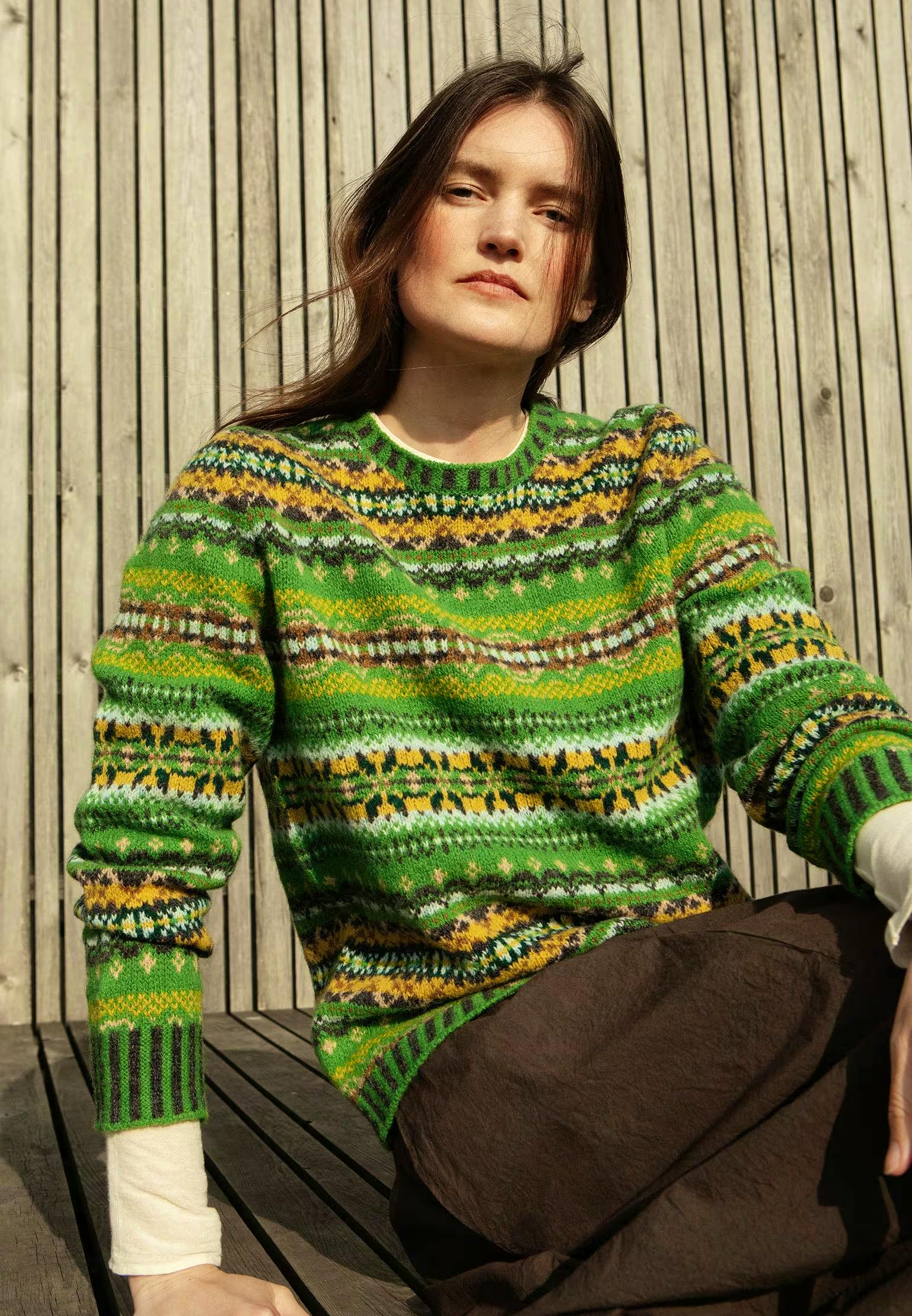 Plumo - St Kilda Jumper, £198 Inspired by the rugged landscapes of St Kilda, this jumper features bold Fair Isle patterns. The rich colours and textures make it a standout piece.