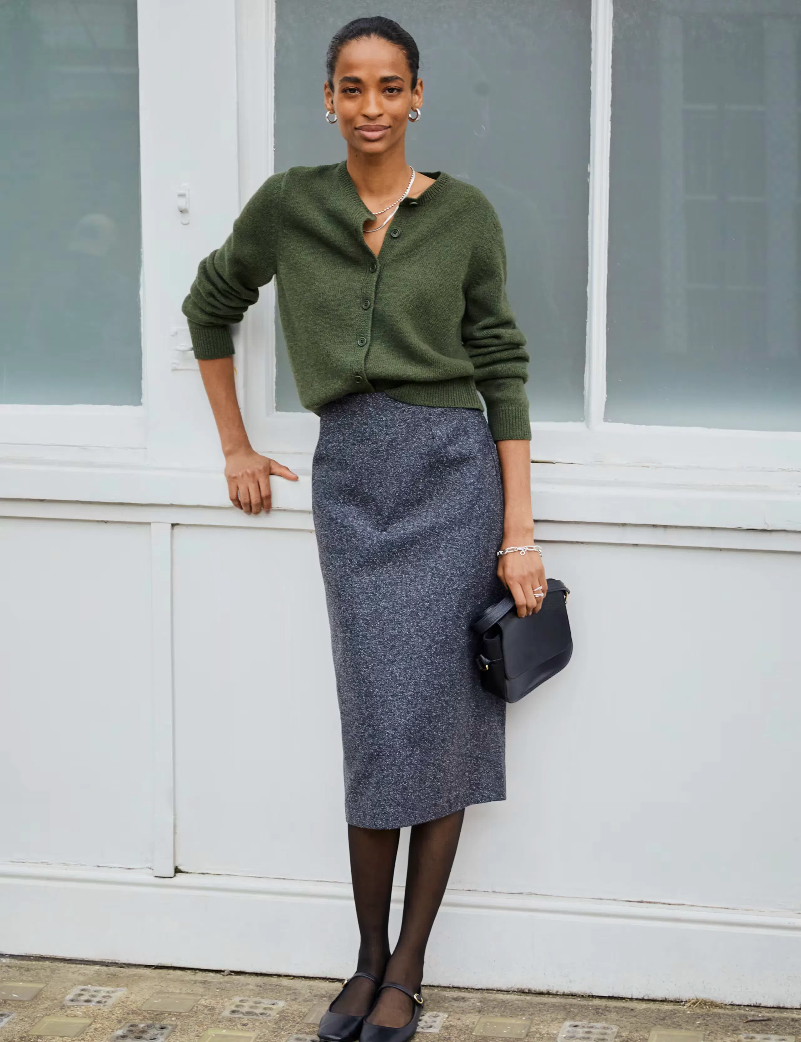 M&S X Baukjen Wool Blend Midi Pencil Skirt, £119