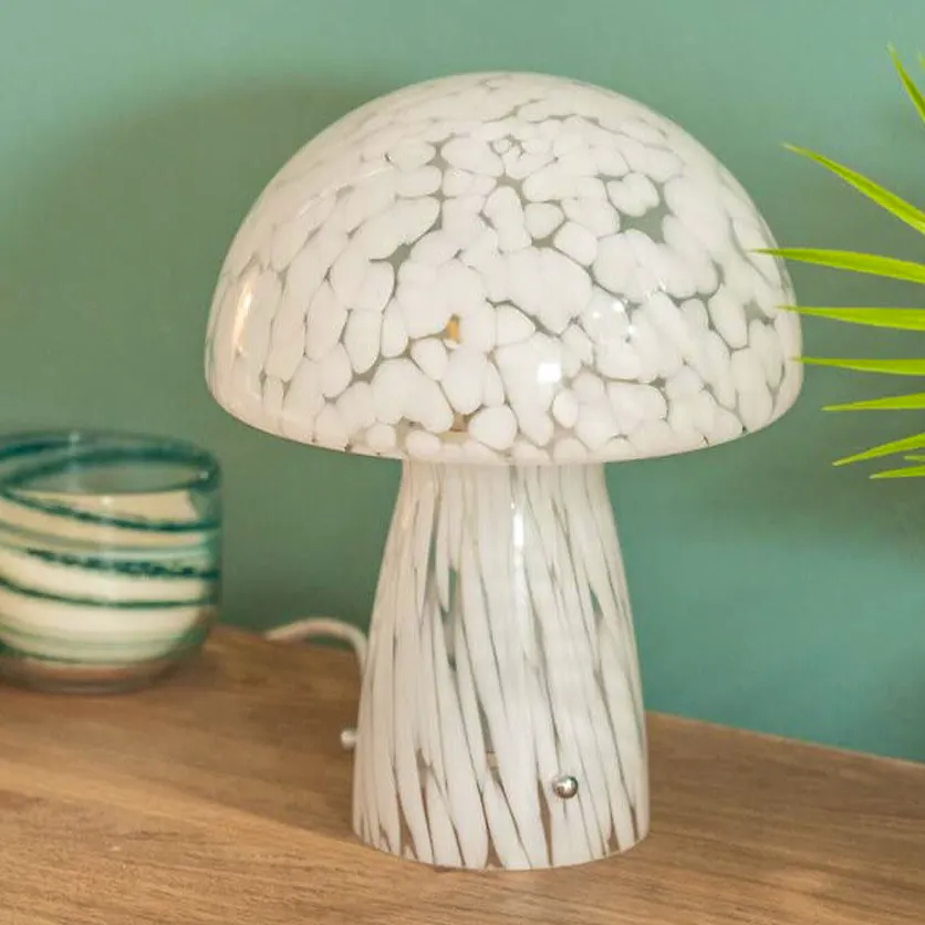 Beau White Mushroom Confetti Glass Table Lamp £26.39