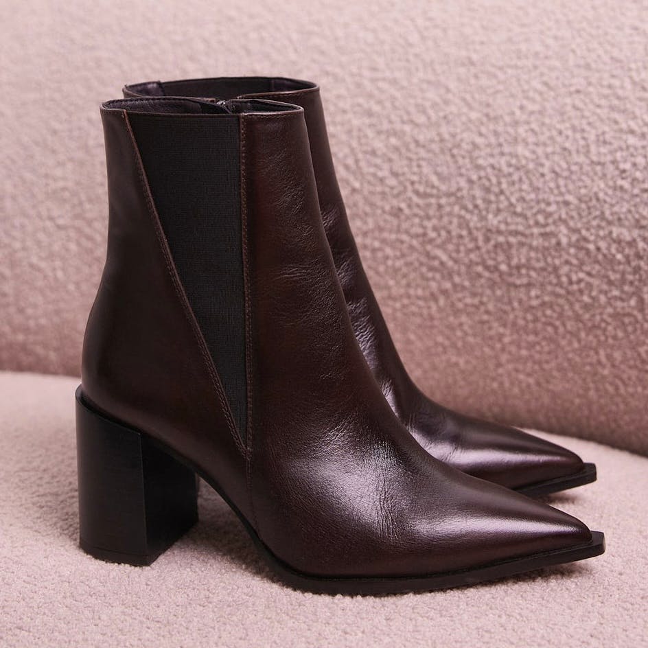 Mint Velvet Noa Burgundy Block Ankle Boots, £150