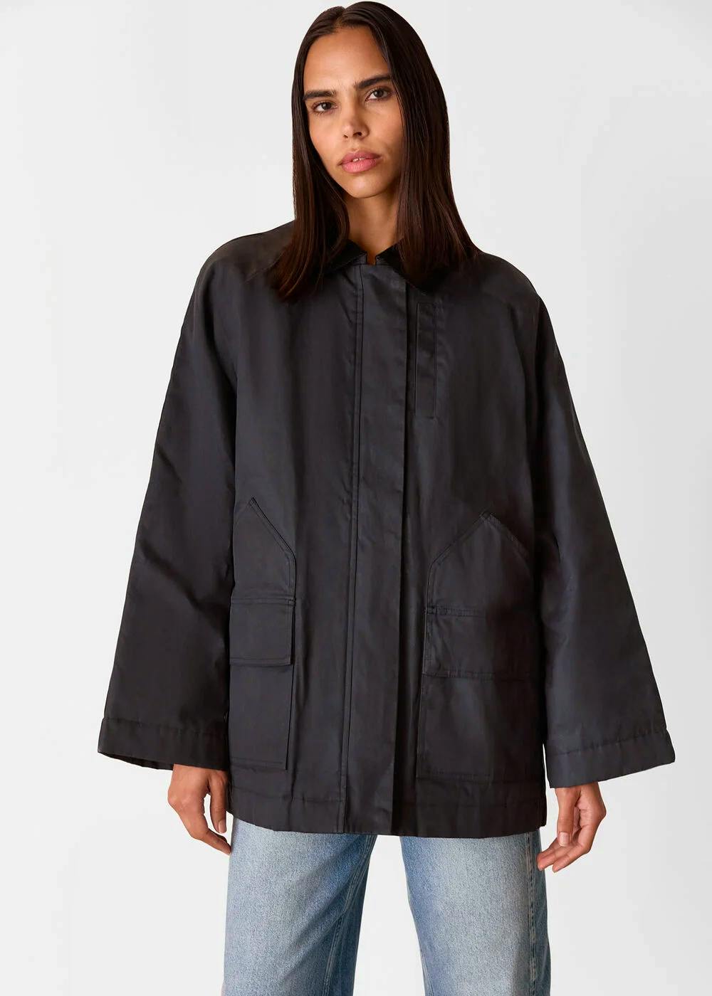 Whistles Black Fern Waxed Barn Jacket, NOW £151.20