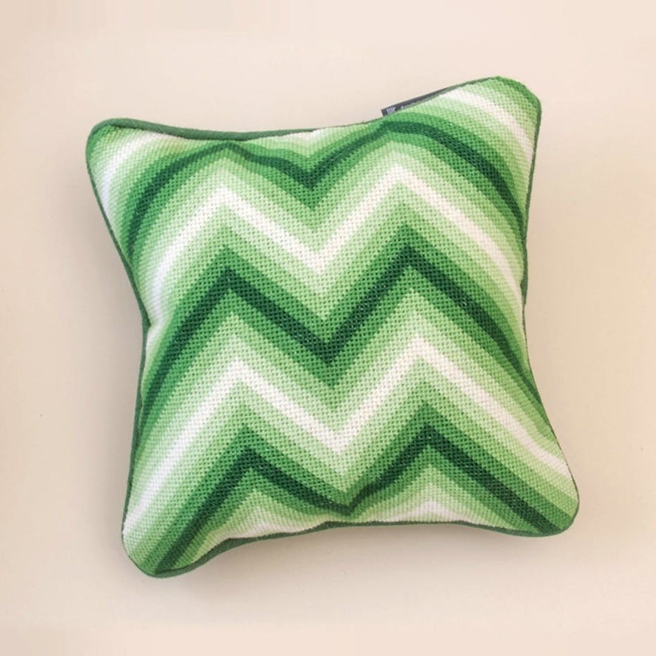 Pentreath & Hall By Fine Cell Work, Green Zig-Zag Cushion, £95