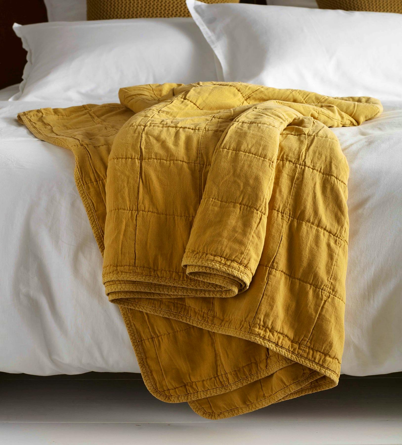 Secret Linen Store Chartreuse Finn Cotton Throw, £109
