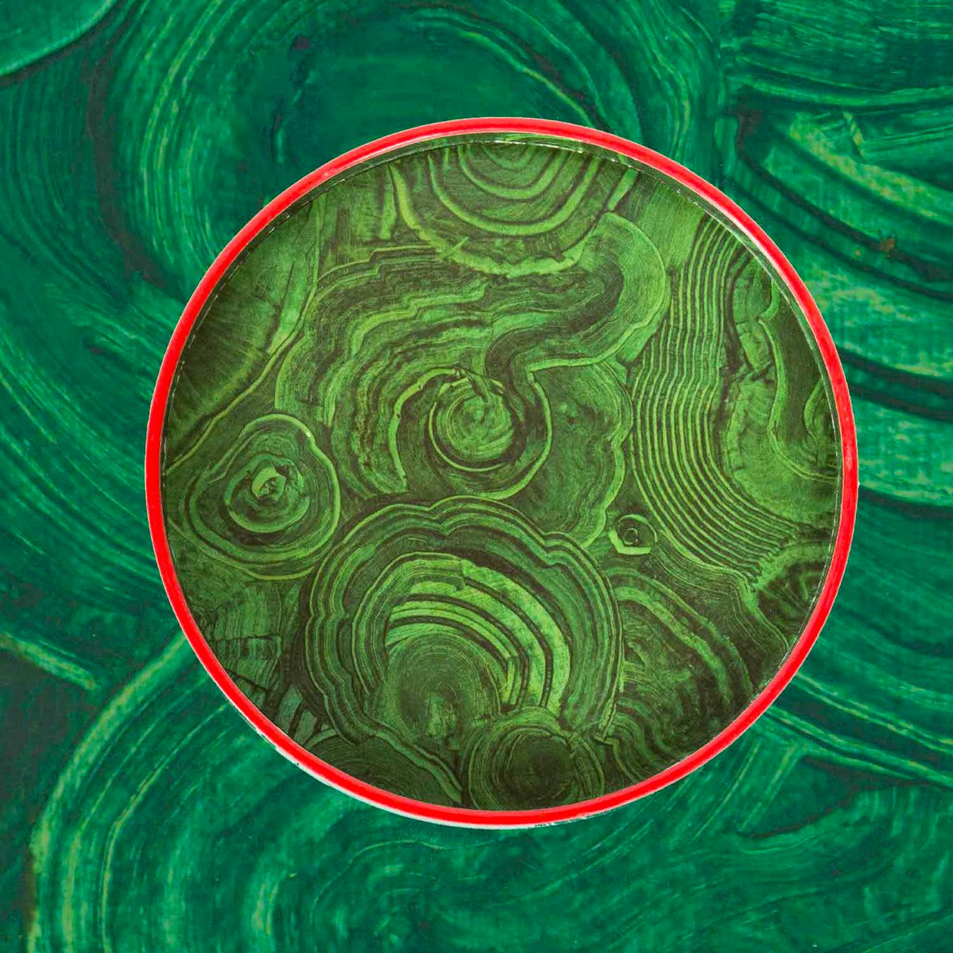 Pentreath & Hall Large Malachite Tray with Atomic Red Border, £125