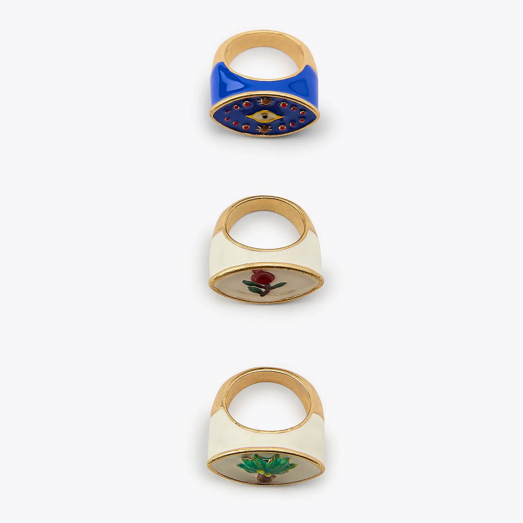 Zara Pack Of 3 Palm Tree Flower Rings, £17.99