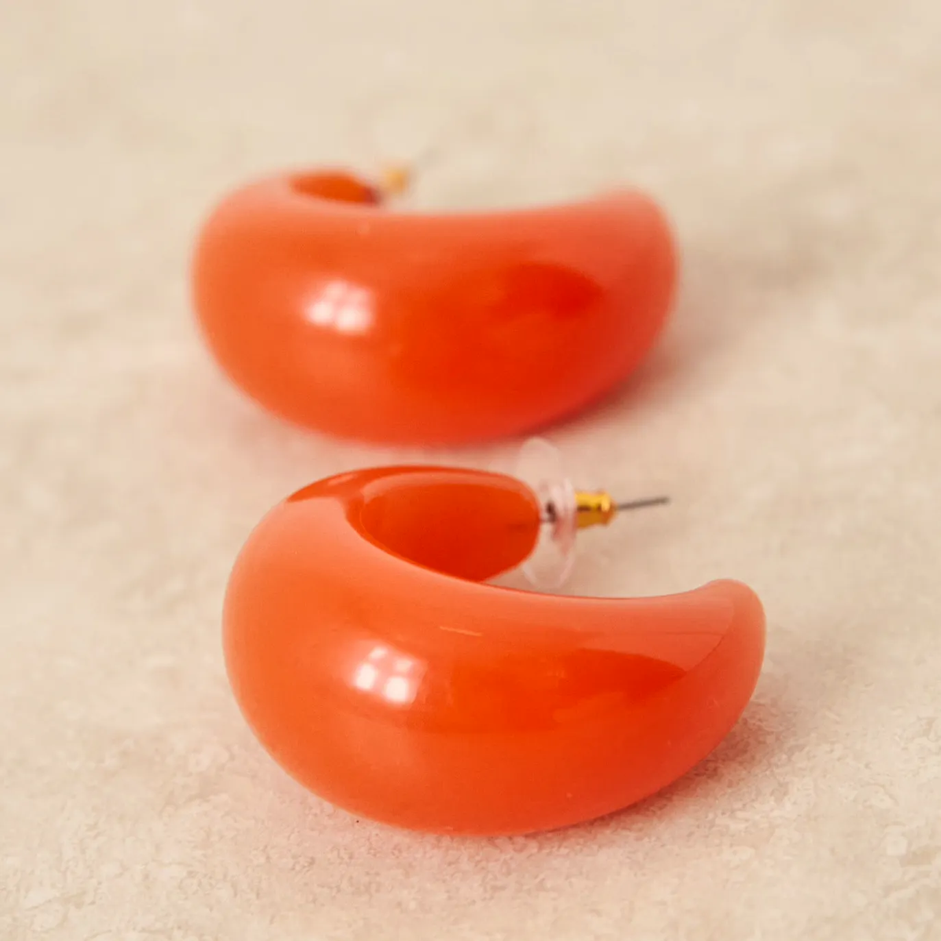 Asos Asos Design Chunky Hoop Earrings In Burnt Orange Resin, £8
