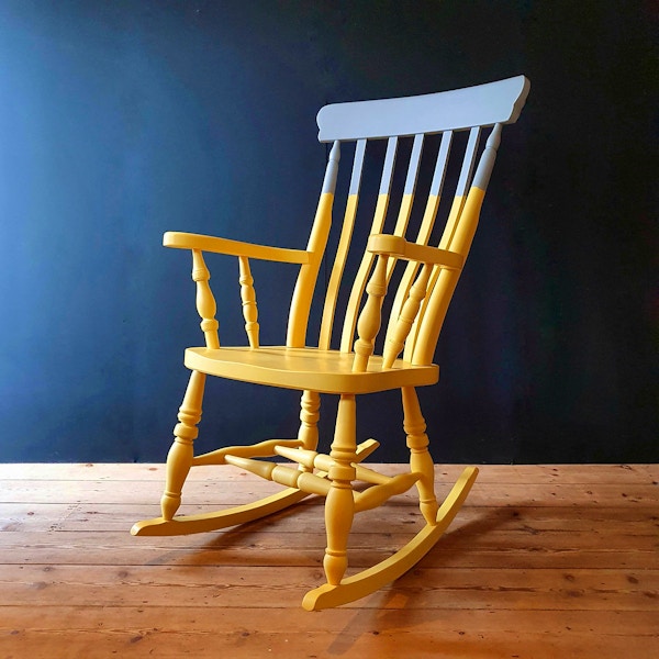 Two-tone Yellow Painted Wooden Rocking Chair