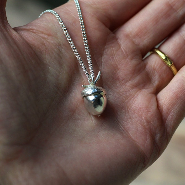 Solid Silver Acorn Pendant