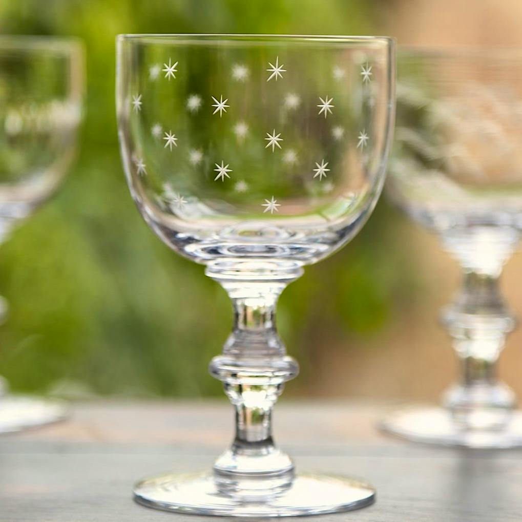 The Vintage List A Set Of Four Crystal Wine Goblets with Stars Design, £64