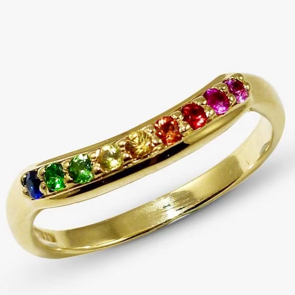 London Road 9ct Gold Sapphire Bloomsbury Rainbow Ring, £495