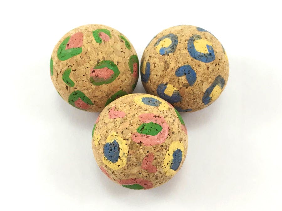 Noggins & Binkles Leopard Print Cork Cat Ball Toys, £18