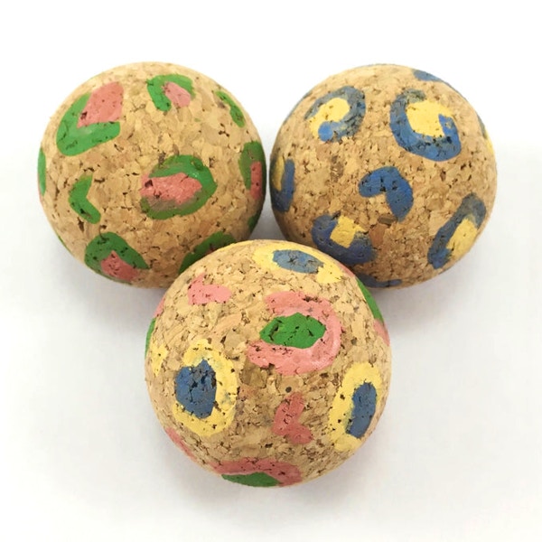 Noggins & Binkles Leopard Print Cork Cat Ball Toys, £18