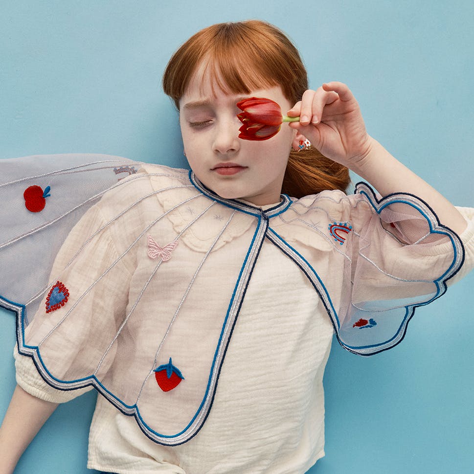 Stych Heart Embroidered Tulle Cape Pink, £28