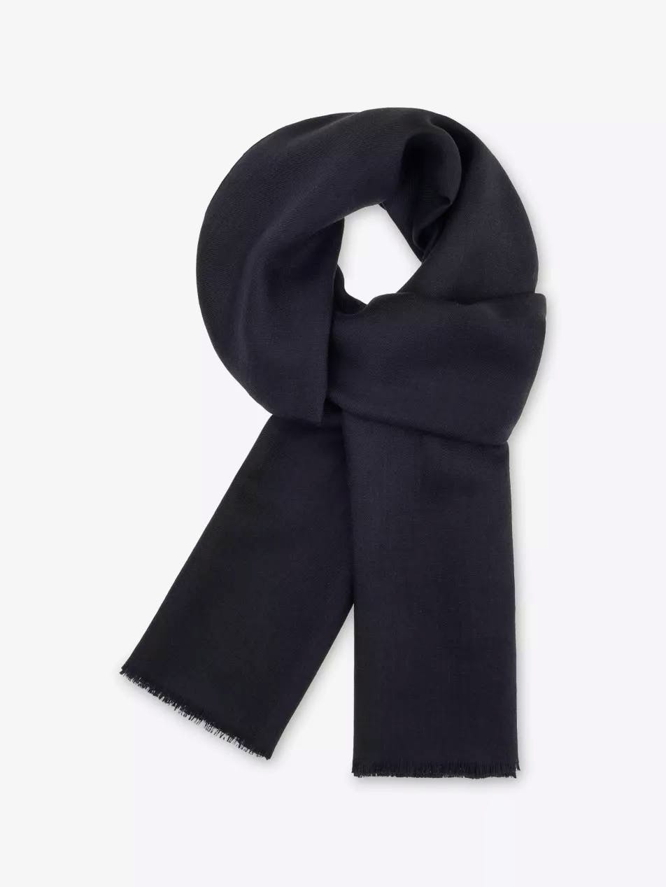Boggi Milano Herringbone Wool And Silk-Blend Scarf, £89
