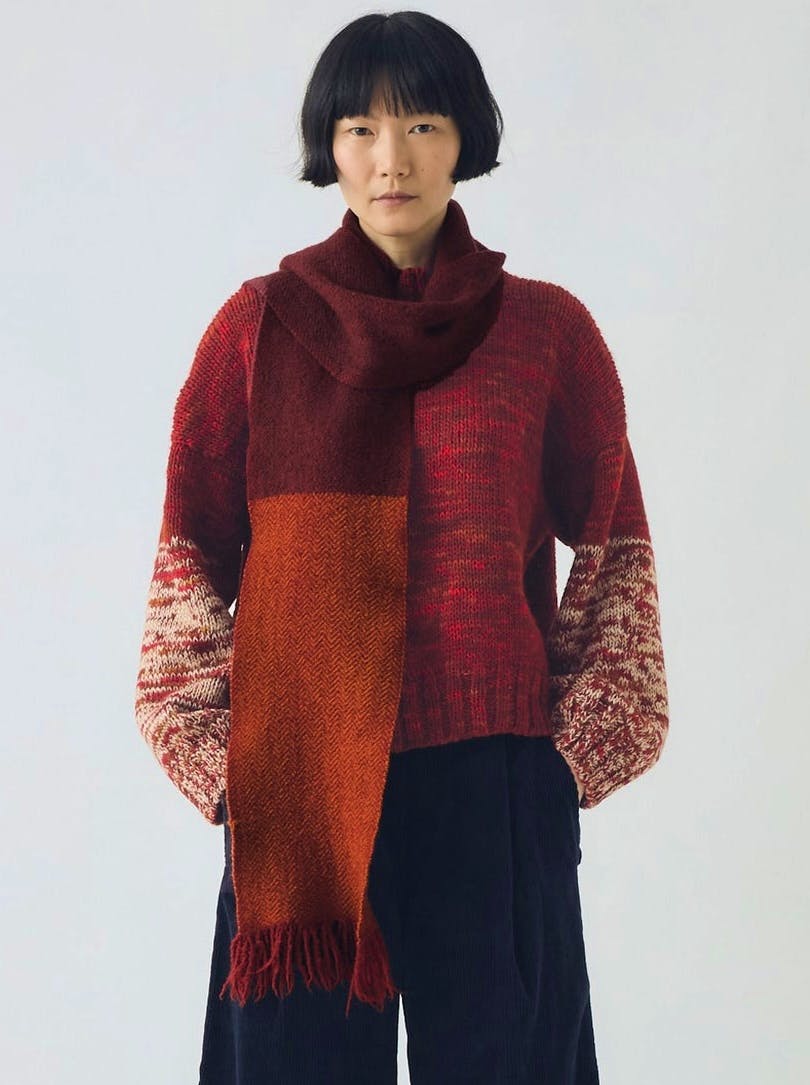 Toast Chevron Thin Wool Scarf, £110