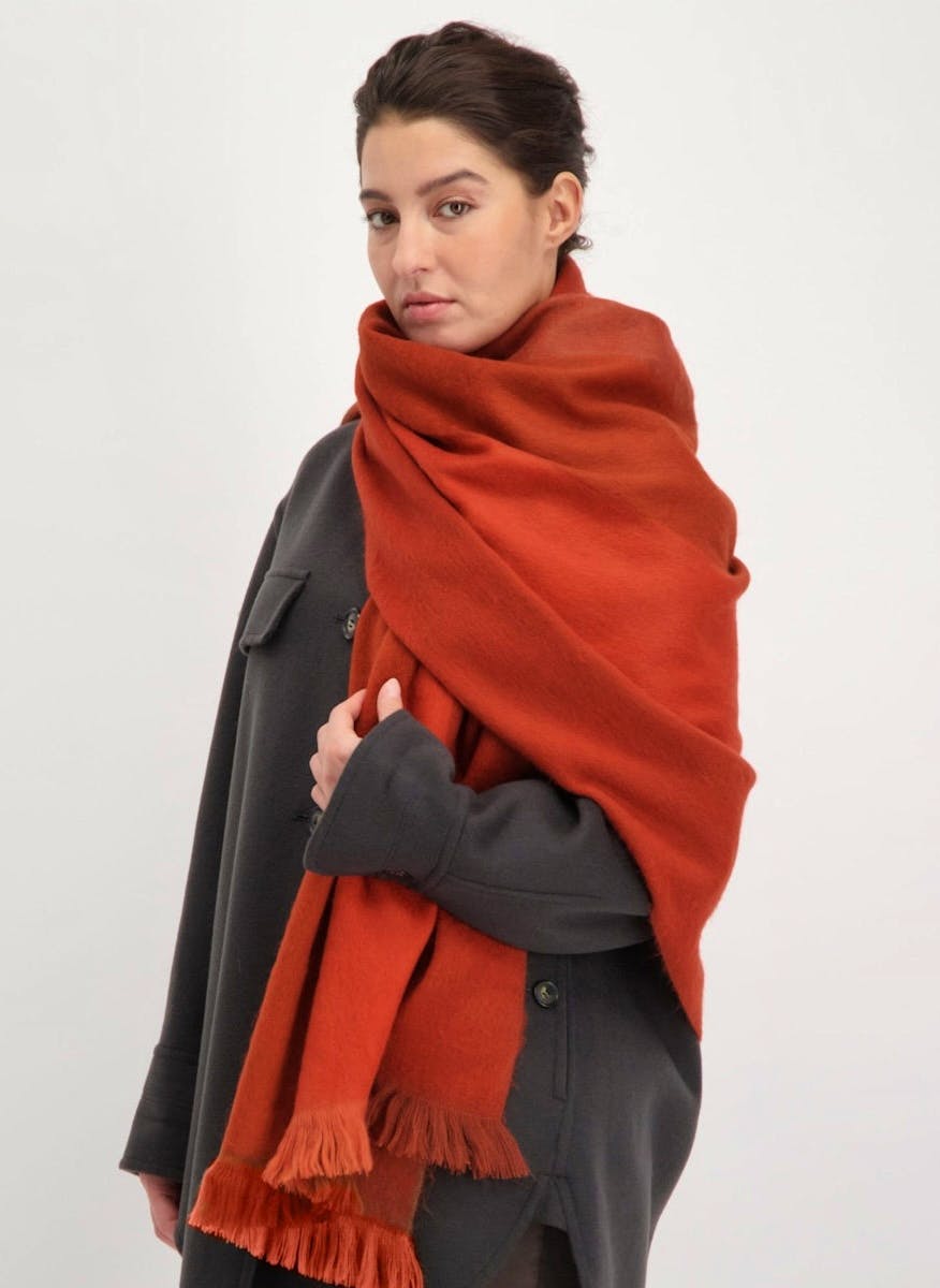 Wolf & Badger Double Scarf Terracotta / Brick Red, £108