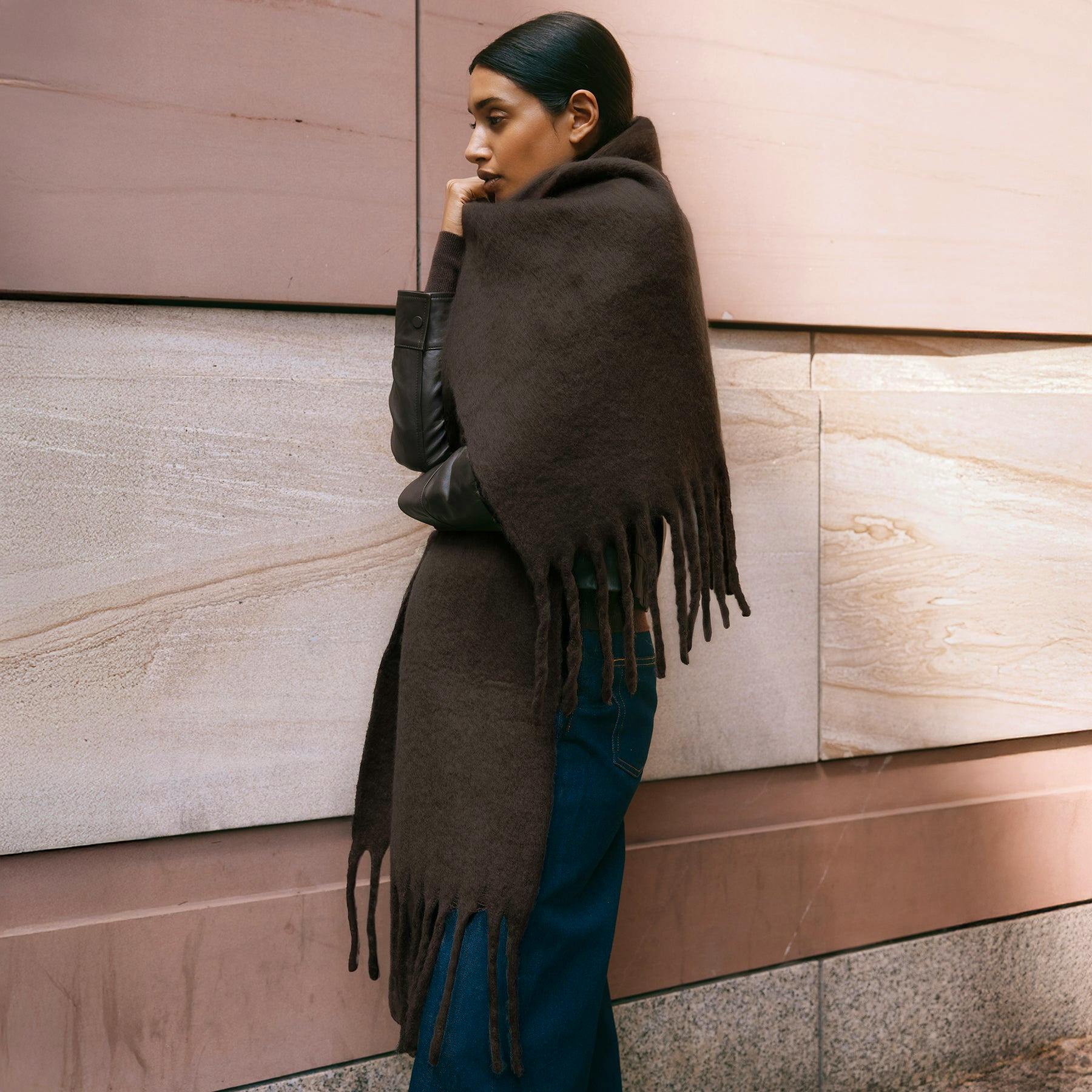 Albaray Chocolate Fluffy Scarf, £45