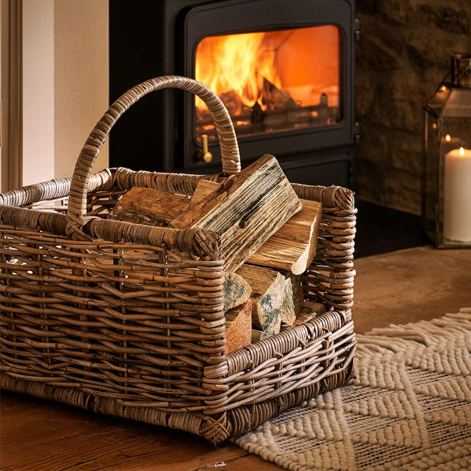 Cotwolds Company Medium Rattan Open Ended Log Basket, £69