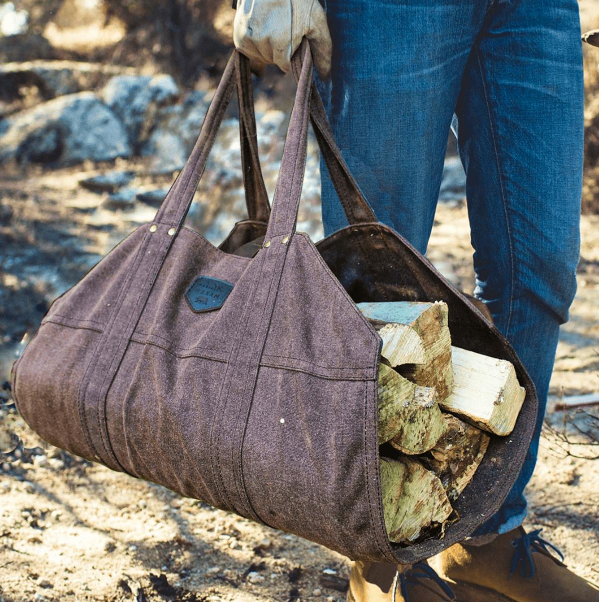 Life of Riley Waxed Canvas & Leather Strap Log Carrier, £65