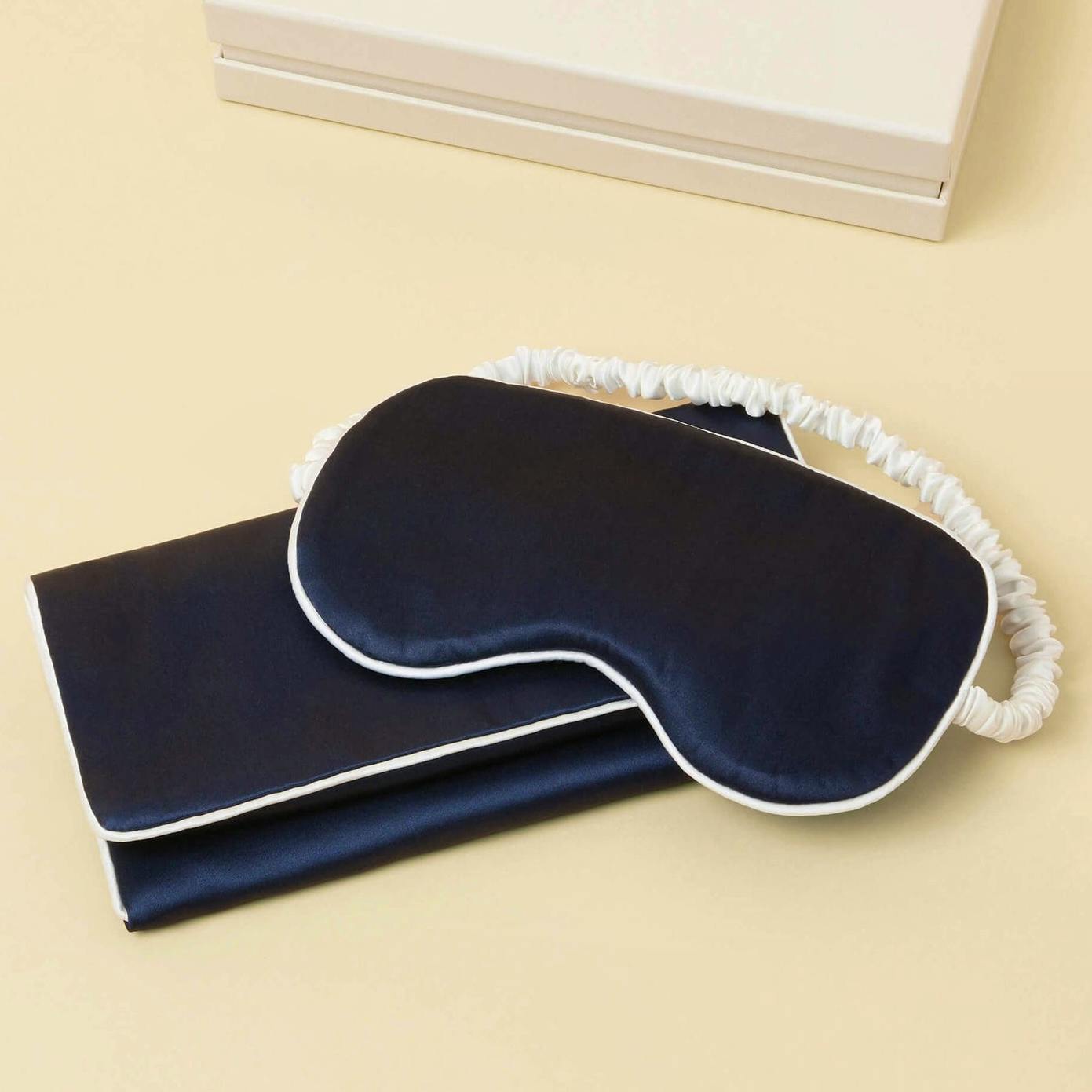 Olivia Von Halle Audrey Navy Ivory Eye Mask, £125